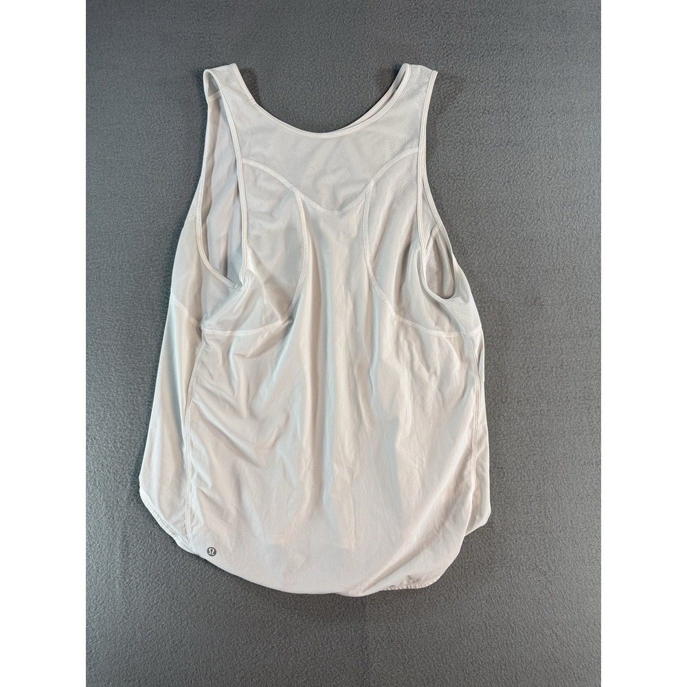 Lululemon Tank Top Womens M White Mesh Racerback Running Yoga Athletic Top